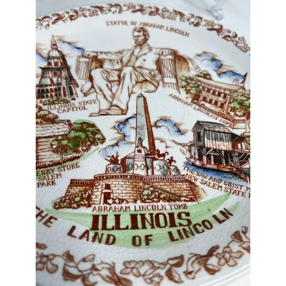Nikko Ironstone Vintage Illinois State Plate Land of Lincoln 11- inch White - Picture 16 of 16